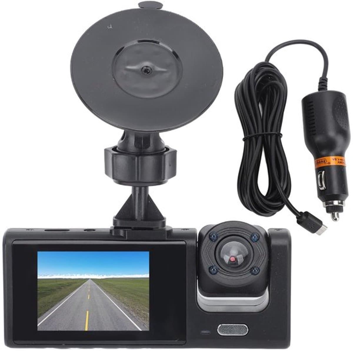 1080P HD Dual Dash Cam - Voorzijde en Interieur Opname - G-sensor en Groot Scherm — afbeelding 1