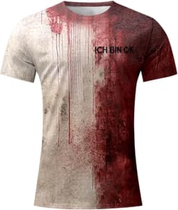 Heren Halloween T-shirt - Grafisch T-shirt - Feestkleding - Oversized Print - One Size - Zwart — thumbnail 4