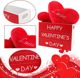 Valentijnsdag Decoratie Set - Houten Hart Decor - Romantische Sfeer Creëren - Hout Stof Pluche Materiaal - 53 Delig - Rood — thumbnail 4