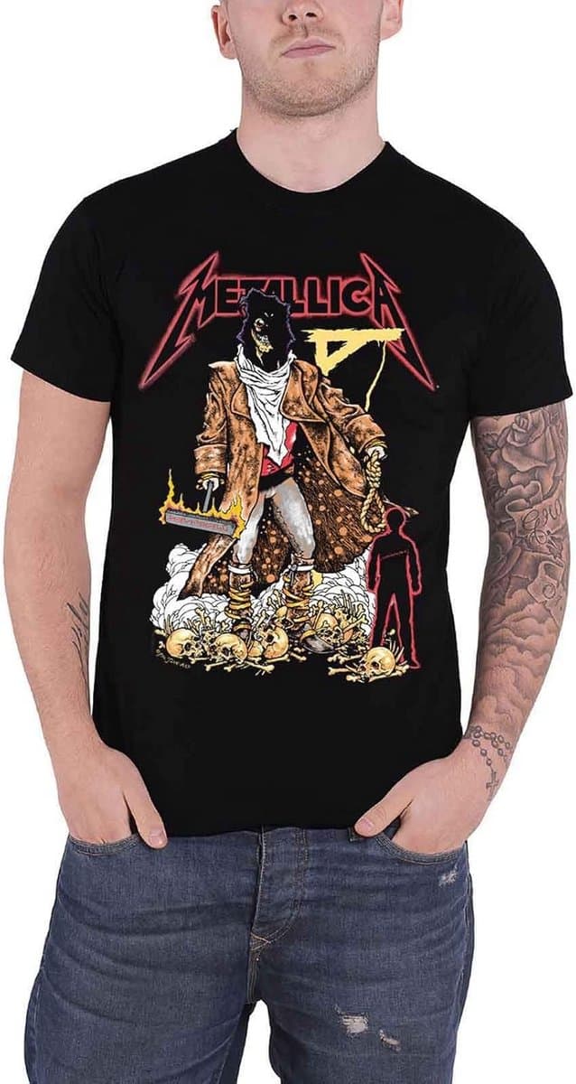 Heren T-Shirt Zwart met Rock Band Album Artwork — afbeelding 1