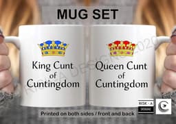 Koning en Koningin Mok Set - Koppels Mokken - Cadeau Geven - Onbeleefd Design - 11 Ounces - Wit — thumbnail 2