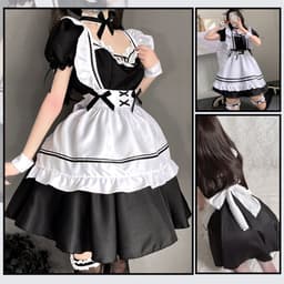 Allecto - French Maid Dress - Anime Maid Cosplay - Perfect voor Feestjes - Zwart - Halloween Kostuum - Geschikt voor Volwassenen - Klassiek Model — thumbnail 4