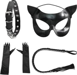 4-Piece Cat Cosplay Set, Cat Costume for Women and Children, Animal Costume Set Halloween, Carnival, Cos Play Party, Cos Play Cat Accessories, Carnival Cats Cos Play Accessories (Black) — thumbnail 1