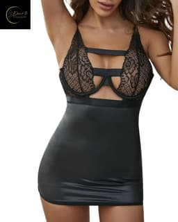 Sexy Lingerieset Dames – Latex Wetlook jurkje – Lingerie Erotisch Dames – Erotische Lingerie – Sexy Lingerie – Chique – High End Bodysuit – Leren PU Body Jurk– Leatherlook – Luxe Nachtkleding – BDSM – Clubwear – Wasteland – Dare to Undress – Maat S — thumbnail 11
