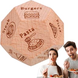 Avonddobbelstenen voor koppels - Date night dobbelstenen - Romantische avonden - Keuzes voor eten - 3 cm - Houtkleur — thumbnail 3