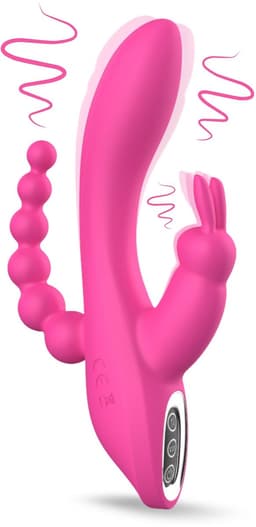 IVY LUX Oley - 3 in 1 Vibrator - Klassieke Tarzan Vibrator – G-spot, Clitoris & Anaal Stimulator – 7 Vibratiestanden – Waterdicht – USB Oplaadbaar – Rabbit Vibrator met Anaalkralen – Stil & Siliconen — thumbnail 1