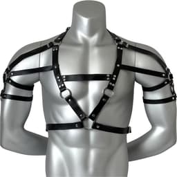 Sexy Heren Harnas Bovenlichaam – Verstelbaar Bondage Harnas - Kunstleer met Ringen – One Size - Erotiek & Bondage - Riem Voor Mannen - BDSM Sex Toys — thumbnail 2