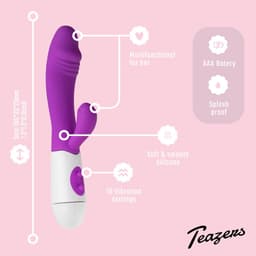 Teazers - Tarzanbocht Vibrator - Rabbit Vibrator - Vibrators voor Vrouwen - Sex Toys voor Vrouwen - Vibrators - G-Spot Vibrator - Clitoris Stimulator - Paars — thumbnail 2