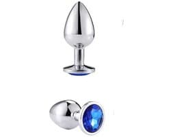 Buttplug - Butt plug met diamant - Anaal plug - Zilver/Blauw - Chique buttplug met blauwe diamant - Anaal - Seksspeeltje - Erotiek - Anal - Sextoy - CHPN