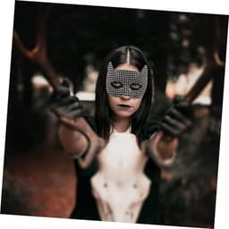 Masker - Kattengezicht Masker voor Vrouwen - Halfgelaats Cosplay Prop met Rijnsteentjes - Geschikt voor Halloween Gemaskerd Bal en Feest - Zwart - 1 Stuk — thumbnail 3