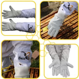 Best Bee Bijenteelthandschoenen van geitenleer met geventileerde stoffen mouwen, ademend en dik, imker handschoenen - ShopVlot — thumbnail 2