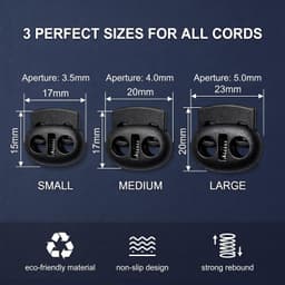 30 Stuks koordstoppers 2-gat, 3.5-5 mm, voor rucksacks, jassen, sportkleding — thumbnail 5