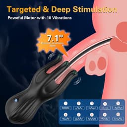 Penis Vibrator voor Mannen - Urethrale Penisplug & Dilator - 3-in-1 Stimulator met 10 Vibratiestanden - 360° Tentakelstimulatie - Zachte Siliconen - Oplaadbaar - Fluisterstil - 7,1 Inch — thumbnail 2