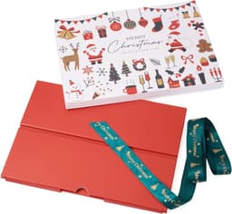 Kerstgeschenkdozen met lint 29x21x10cm wit — thumbnail 2