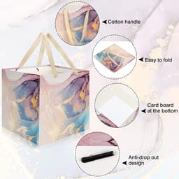 2 extra grote geschenkzakken, 11,8 inch vierkant, herbruikbaar, marmerlook — thumbnail 4