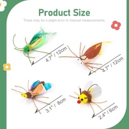 Reserveveren voor kattenhengel, 4 stuks, insectenspeelgoed met veren voor katten, schattige kattenhengel, reserveveren, interactief kattenspeelgoed voor kittens — thumbnail 5