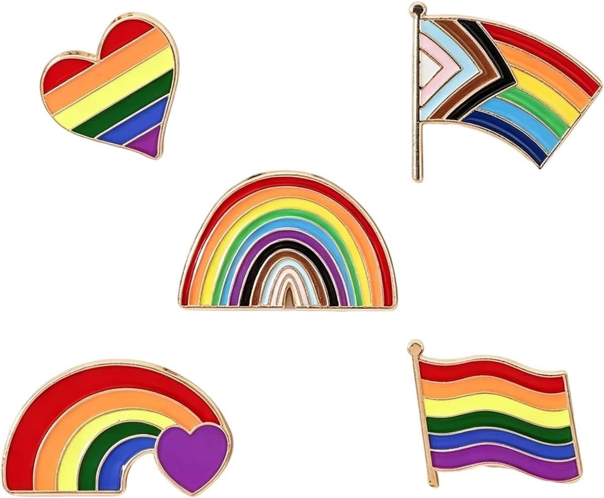 5 stuks Pride Pin Metalen Regenboog Pin Pride Accessoires Gay Pins Pride Knoppen Anstecker Pride Brosche Regenboog Emaille Brosche voor LGBTQ Homo Lesbisch Trans Accessoires — afbeelding 1