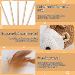 5 stuks interactief kattenspeelgoed met veer en houten handvat — thumbnail 3