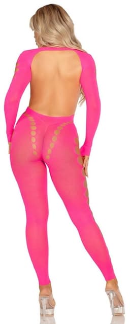 Leg Avenue - Pink Open Back Bodystocking One Size — thumbnail 6