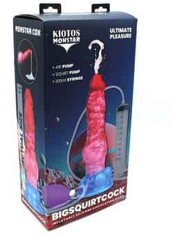 Kiotos Monstar - Big Squirt Cock - Opblaasbare Spuitende Dildo - Rood/Roze/Blauw — thumbnail 11