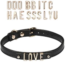Liebe Seele - Lederen DIY Collar Met Verwisselbare Gouden Letters - Zwart — thumbnail 1