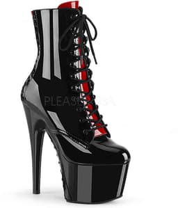 Pleaser - ADORE-1020FH Plateau Laarzen, Paaldans schoenen - Paaldans schoenen - 45 Shoes - Zwart/Rood — thumbnail 6