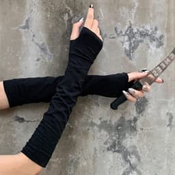 4 paar vingerloze handschoenen-armwarmers-handbeschermer-duimgat-elleboogwarmers-modieuze-passende-handschoenen-Schwarz-One Size (Fabrikant maat:ONESIZE) . — thumbnail 3