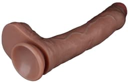 LoveToy - Dubbellaags Siliconen Dildo - 22 cm x Ø 4,2 cm - Bruin — thumbnail 14