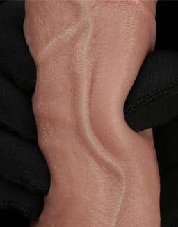 LoveToy - Dubbellaagse siliconen dildo 23,5 cm (Ø 4,3 cm) - Bruin — thumbnail 11