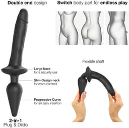 Strap-On-Me - Switch Plug-In - Dildo & Buttplug - Zwart - Maat S — thumbnail 5
