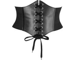Elastische Corset Riem Zwart voor Dames - Taille Cincher met Veterdetail