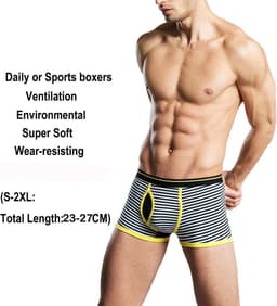 Heren Boxerslips Katoen Gestreepte Open Knoopsgat Multipack Comfortabel en Ademend — thumbnail 2