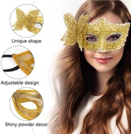 Masquerade Masks - 2pcs Lace Venetian Party Eye Mask - Halloween Costume Mask - Classic Mardi Gras Mask voor Stellen - Vrouwen en Mannen — thumbnail 13