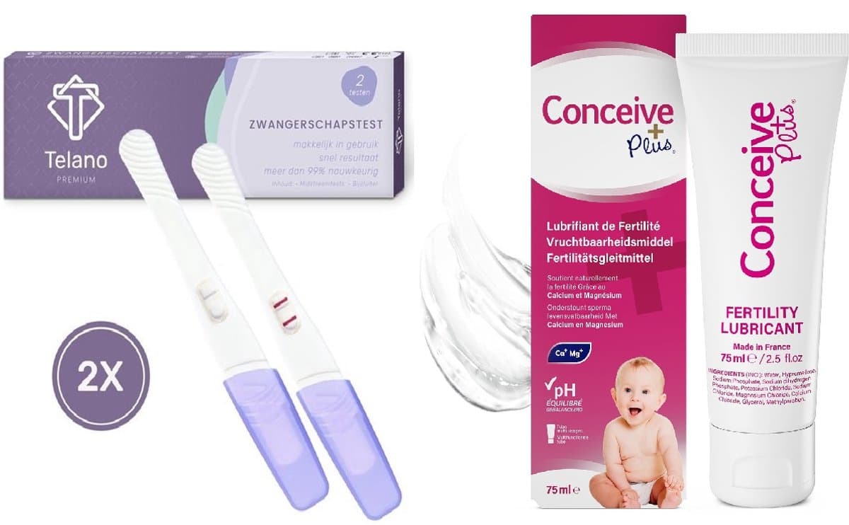 Conceive Plus Glijmiddel + 2 x Zwangerschapstest Telano Premium Midstream — afbeelding 1