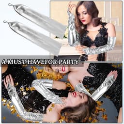Lange Zilveren Vingerloze Handschoenen Vrouwen - Glitter Stijl voor Feest, Cosplay & Galajurk Accessoire — thumbnail 3