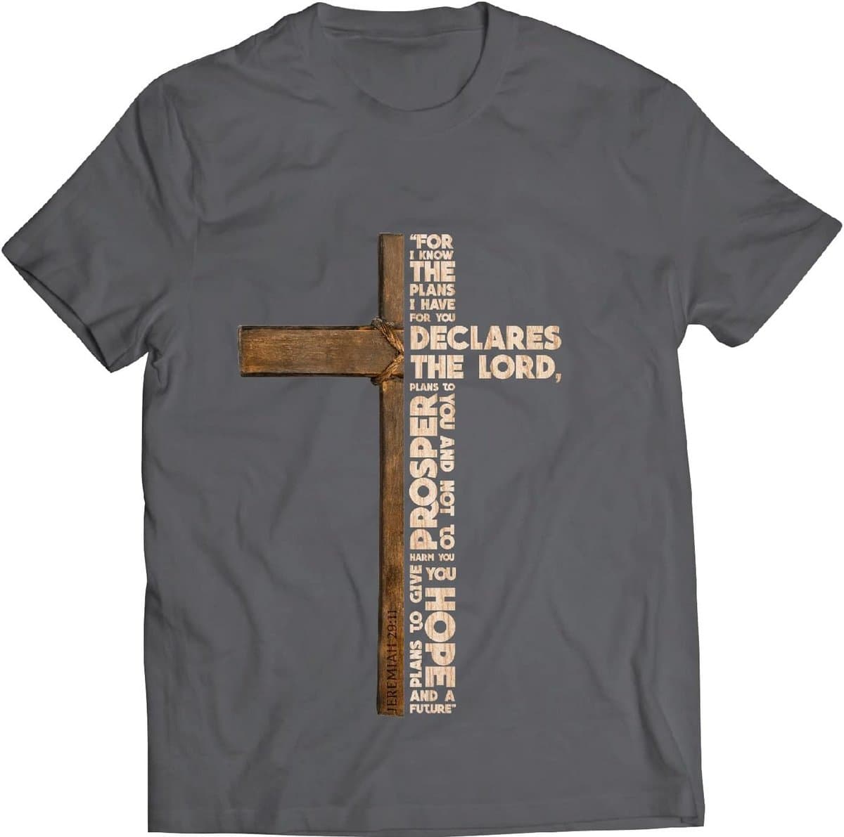Heren T-Shirt met Christelijke Bijbeltekst en Kruis Symbool — afbeelding 1