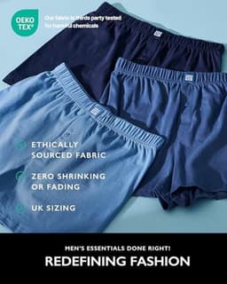 Losse Pasvorm Katoenen Boxers voor Mannen - Super Zachte Boxershort met Knopen - Ondergoed voor Mannen - Set van 3/6 Stuks — thumbnail 6
