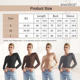 Getailleerd dames T-shirt met lange mouwen - Modieuze crop top met ronde hals — thumbnail 4