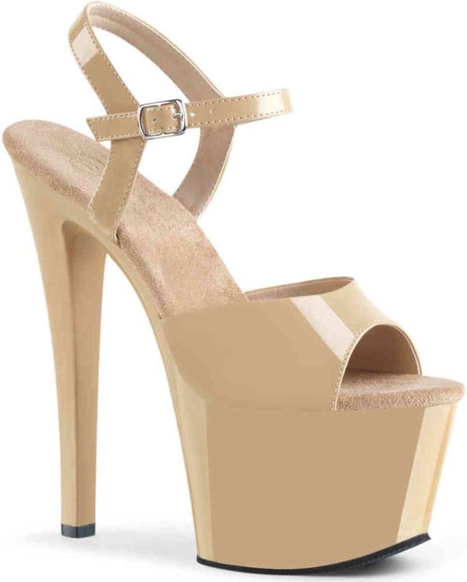 Pleaser - SKY-309 Sandaal met enkelband, Paaldans schoenen - Paaldans schoenen - 37 Shoes - Creme — afbeelding 1