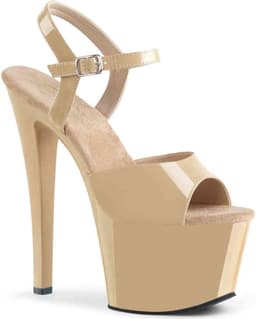 Pleaser - SKY-309 Sandaal met enkelband, Paaldans schoenen - Paaldans schoenen - 37 Shoes - Creme — thumbnail 1