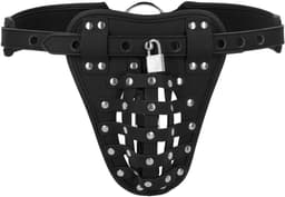 PU Leather Chastity Jock - Black — thumbnail 7