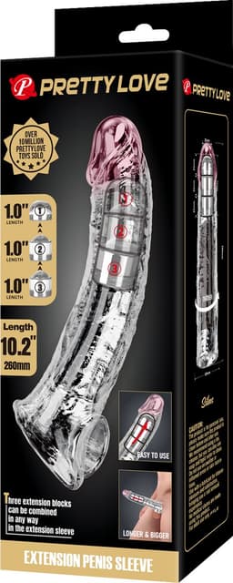 Pretty Love - Verlengende Penis Sleeve - 26 cm - Transparant — thumbnail 2