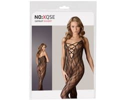 Mandy Mystery Lingerie – Erotische Catsuit met Diep Stretchend Decolleté voor Pure Opwinding – Maat S/M - Zwart