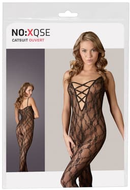 Mandy Mystery Lingerie – Erotische Catsuit met Diep Stretchend Decolleté voor Pure Opwinding – Maat S/M - Zwart — thumbnail 1