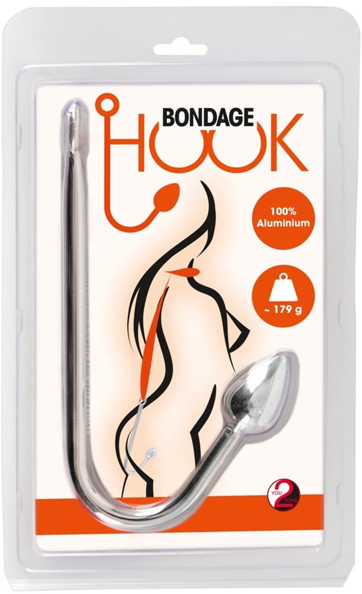 Metalen Haak met Buttplug voor Bondage en BDSM Spellen 24 cm – Zilver — afbeelding 1