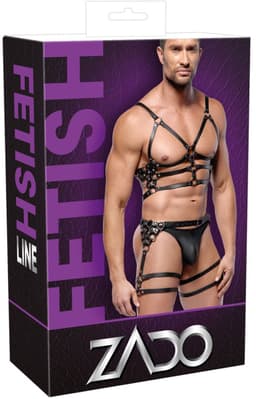ZADO Robuust Bondage Mannen Harnas - Heup en Borst Harnas van Leer - Extra Mannelijke Uitstraling - One Size — thumbnail 1