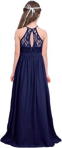 Elegante Meisjesjurk Halter Hoge Taille A-lijn voor Feest Bruiloft of Bruidsmeisje — thumbnail 6