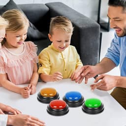 Spel Antwoord Zoemer - Quiz Geluidsknop - Spelshow Thuis - Vier Verschillende Geluiden - 9x9x3.5cm Per Knop — thumbnail 3
