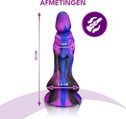 JustFun Fantasy Dragon Dildo - 22 CM - Met Zuignap - Sex Toys voor Mannen & Vrouwen - Monster Anal Plug XXL - Paars — thumbnail 2