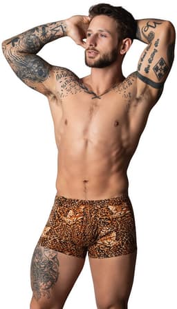 Male Power Sexy Pouch Short met Zwarte penisring - M - Luipaard - Bruin — thumbnail 3